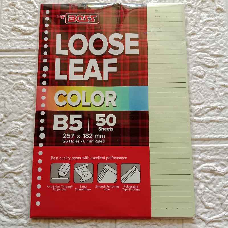 Loose Leaf BIG Colour B5 257×182mm isi 50 Lembar